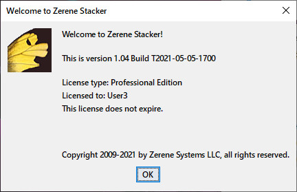 Zerene Stacker Professional 1.04 Build T202105051700