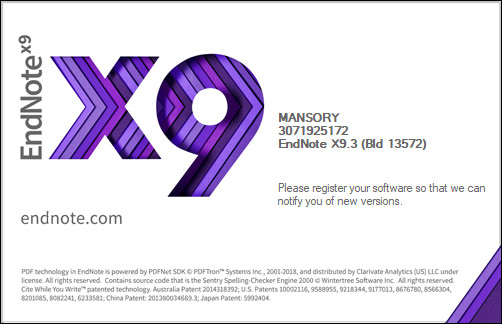 EndNote X9.3 Build 13572