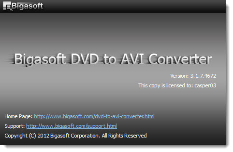 Bigasoft DVD to AVI Converter 3.1.7.4672